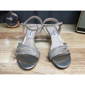 Nina New York Nelena Women's US 6.5W Gold Ankle Strap Embellished Dress Sandals